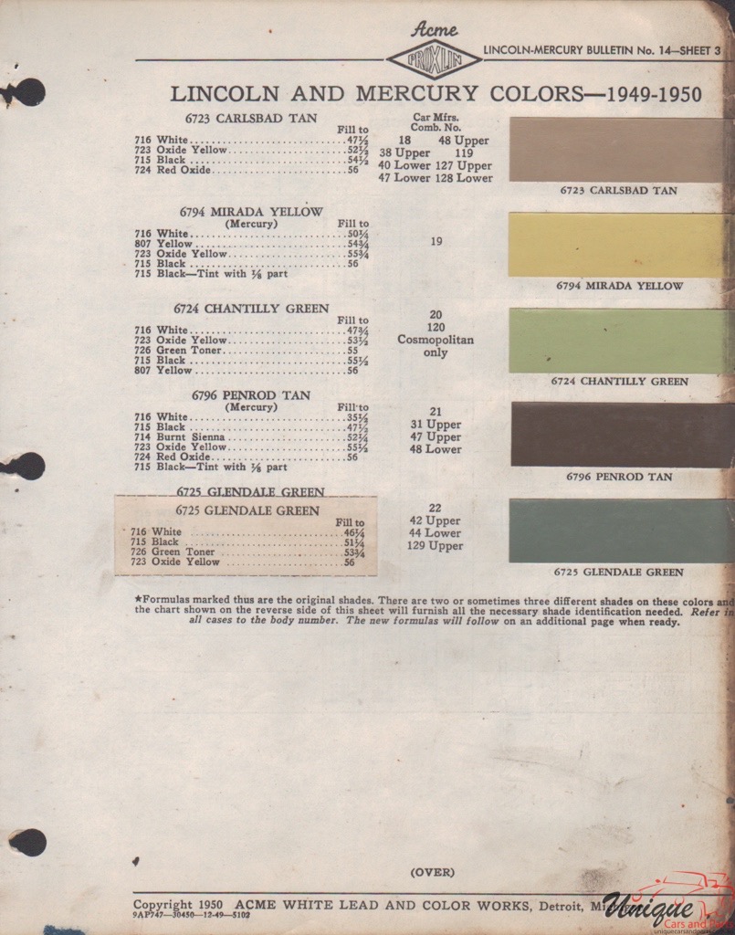 1949 Ford Paint Charts Acme 6